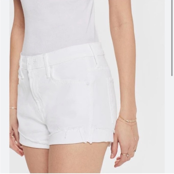 Mother Jeans The Rascal Slit Flip Short In Glass Slipper Mid Rise 2.5" Inseam - Picture 1 of 16